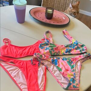 PacSun Pink and Floral Bikini Set